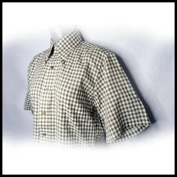 Mens Vintage Short Sleeve Shirt Gingham Check, Kings Road Preppy Light AcademiA - Picture 6 of 13